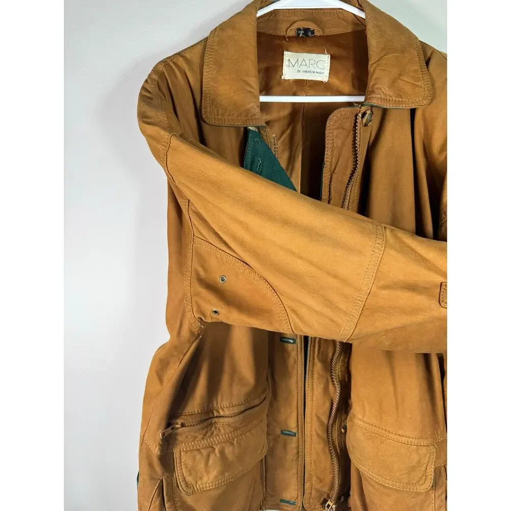 Vintage Marc by Andrew Marc Tan Brown Leather Jacket Size Small
